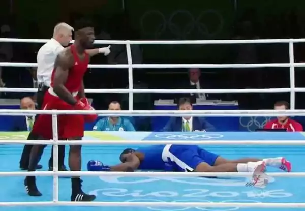 Nigerian Boxer At Rio Olympics Knocks Out Opponent In Round One!
